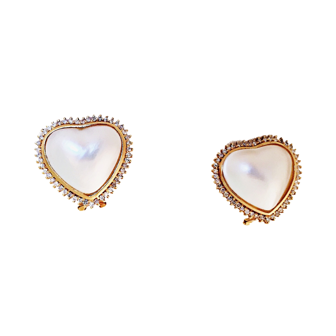 Pearl Heart Earrings