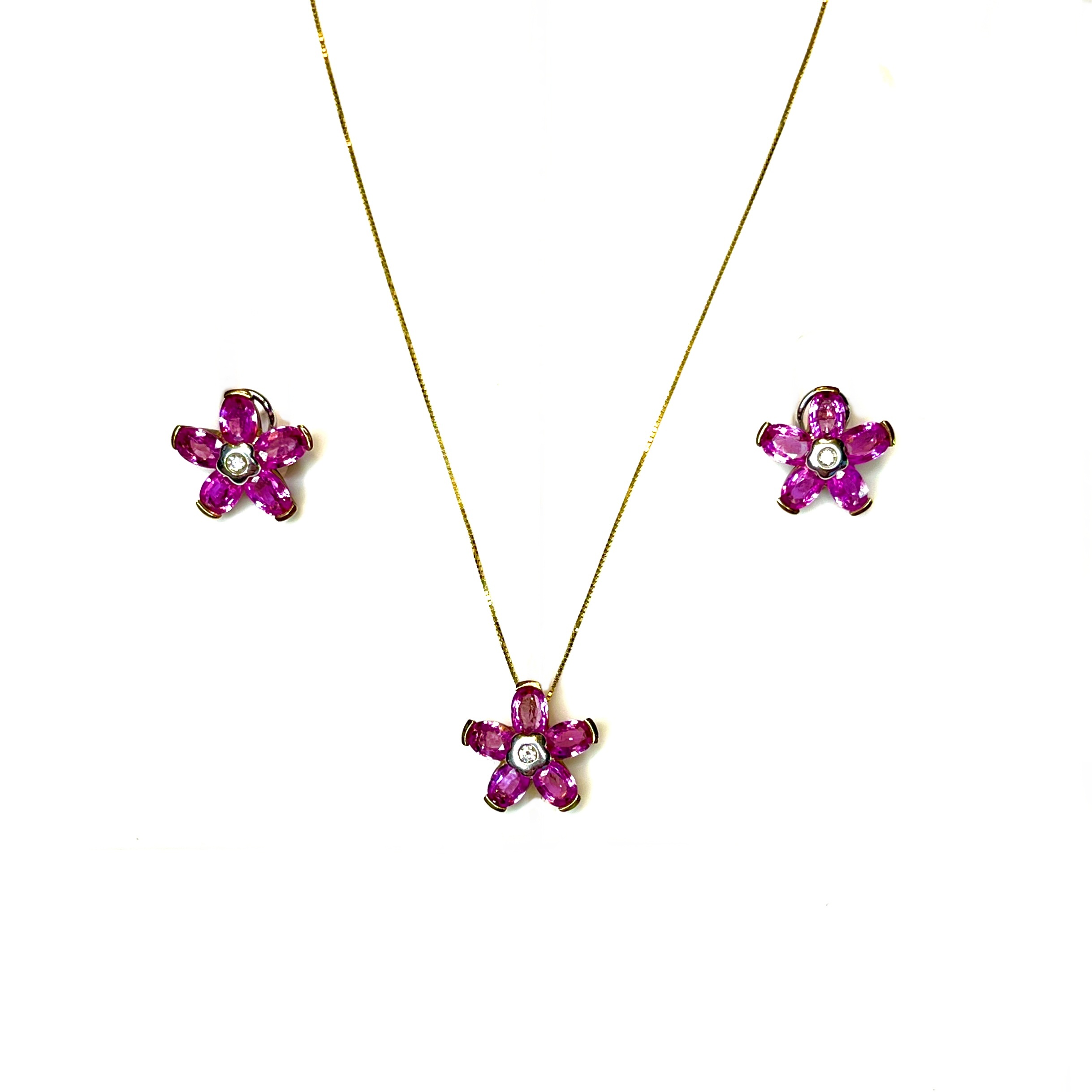 Pink Sapphire Flower Set