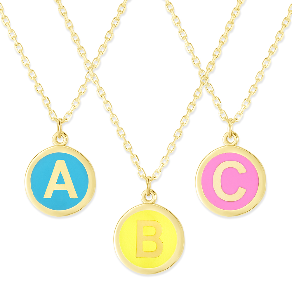 Enamel Initial Necklace