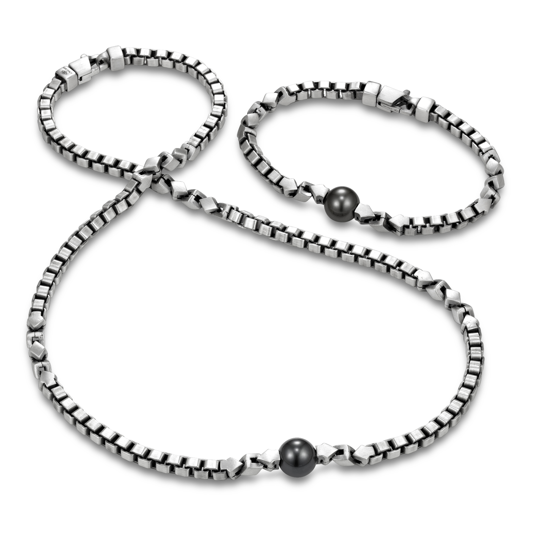 Box Chain Pearl Set