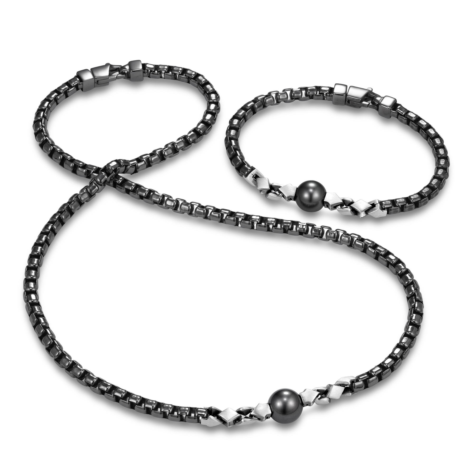 Ruthenium Plated Pearl Set