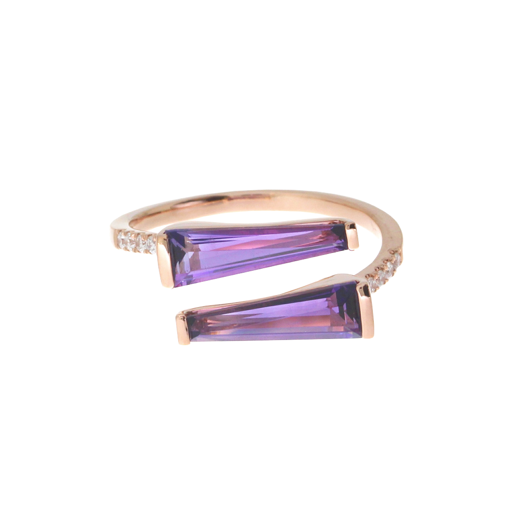 Amethyst Duo Trillion Ring