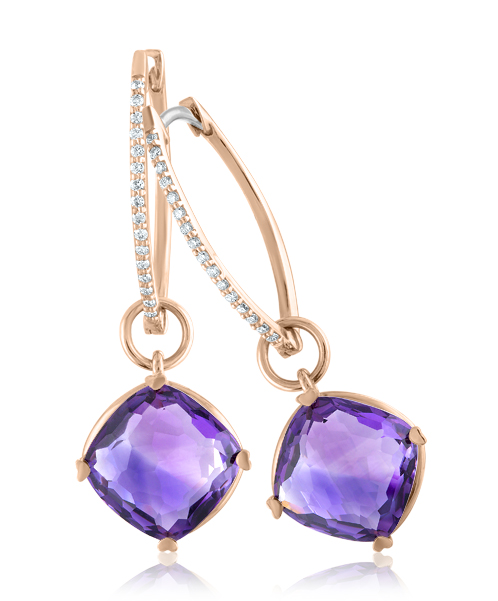 Amethyst Cushion Cut Earrings