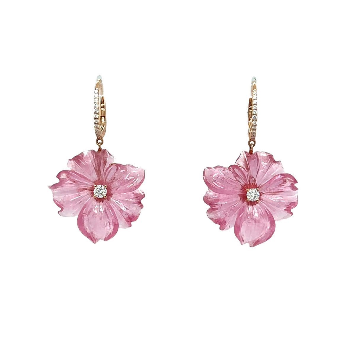 Pink Tourmaline Flower Earrings