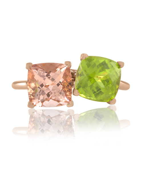 Peridot and Morganite Stackable Rings