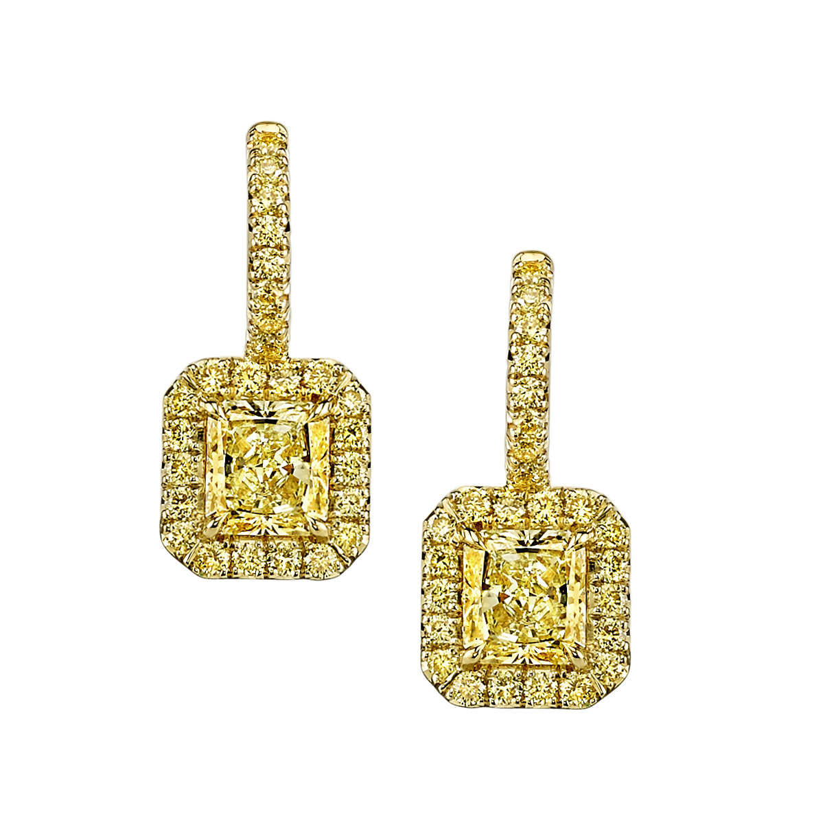 Yellow Diamond Drop Earrings