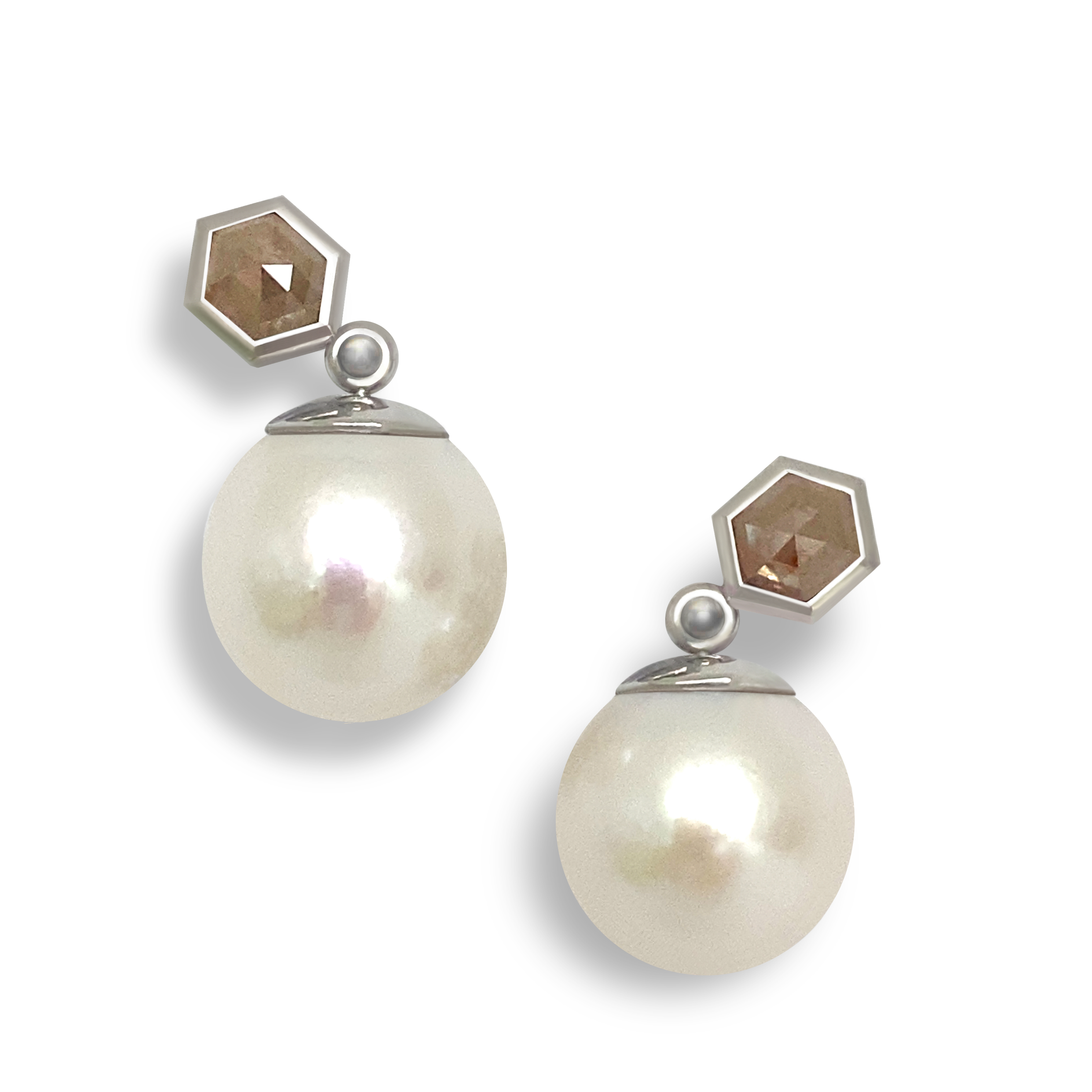 Hexagon Pearl Earrings